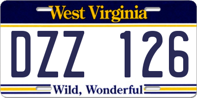 WV license plate DZZ126