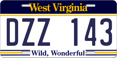 WV license plate DZZ143