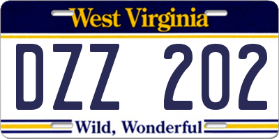 WV license plate DZZ202