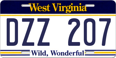 WV license plate DZZ207