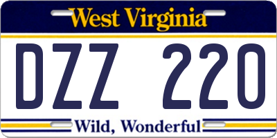 WV license plate DZZ220