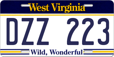 WV license plate DZZ223