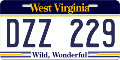 WV license plate DZZ229