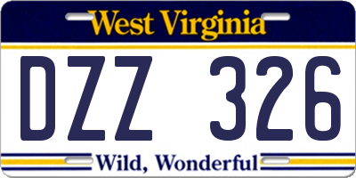 WV license plate DZZ326