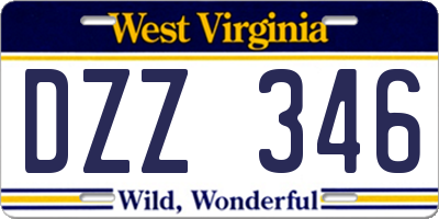 WV license plate DZZ346