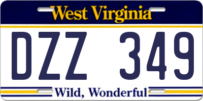 WV license plate DZZ349