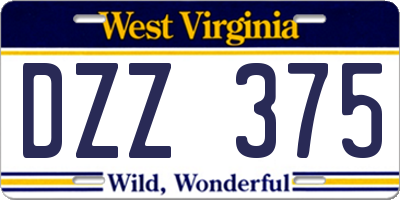 WV license plate DZZ375