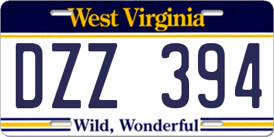 WV license plate DZZ394