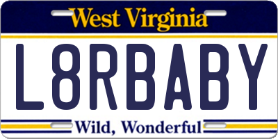 WV license plate L8RBABY