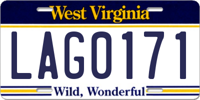 WV license plate LAG0171