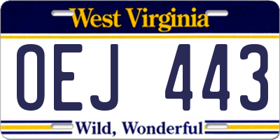 WV license plate OEJ443