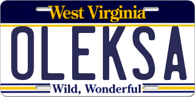 WV license plate OLEKSA