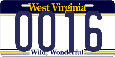 WV license plate OO16