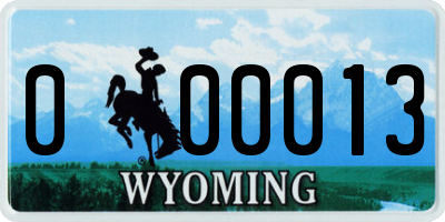 WY license plate 000013