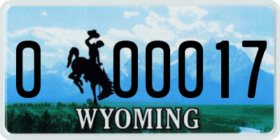 WY license plate 000017