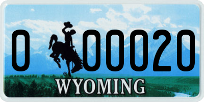 WY license plate 000020