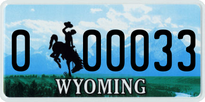 WY license plate 000033