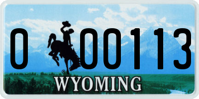 WY license plate 000113