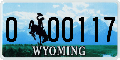 WY license plate 000117