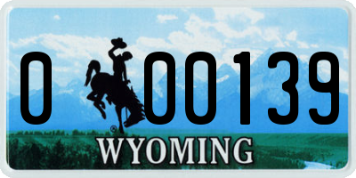 WY license plate 000139