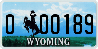 WY license plate 000189