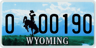 WY license plate 000190