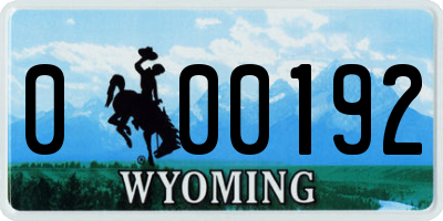 WY license plate 000192