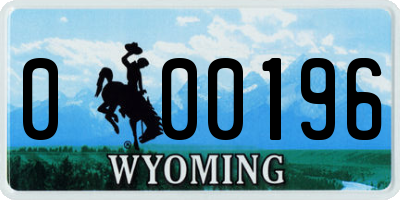 WY license plate 000196