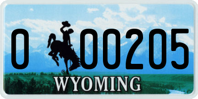 WY license plate 000205