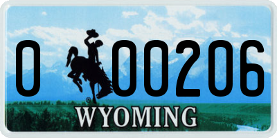 WY license plate 000206