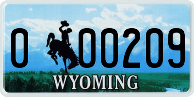 WY license plate 000209