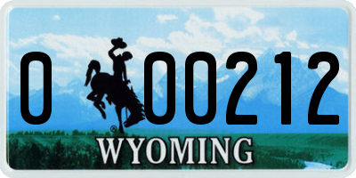 WY license plate 000212