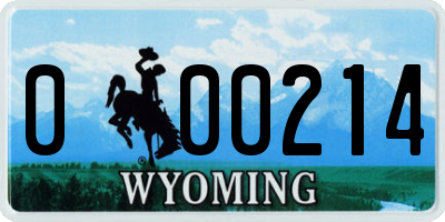 WY license plate 000214