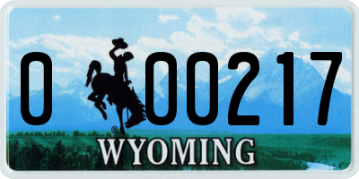 WY license plate 000217
