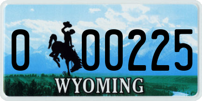 WY license plate 000225