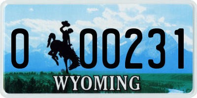 WY license plate 000231