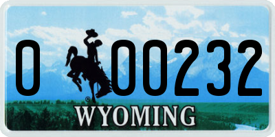 WY license plate 000232