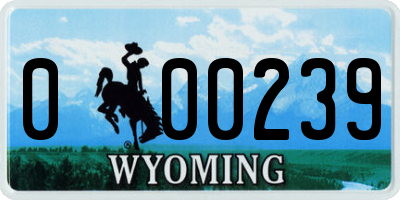 WY license plate 000239