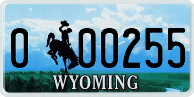 WY license plate 000255