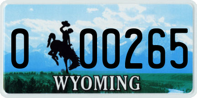 WY license plate 000265