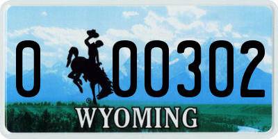 WY license plate 000302