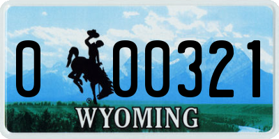 WY license plate 000321