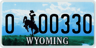 WY license plate 000330