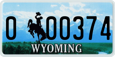 WY license plate 000374