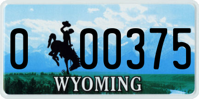 WY license plate 000375