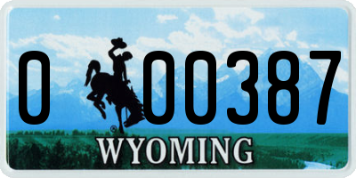 WY license plate 000387