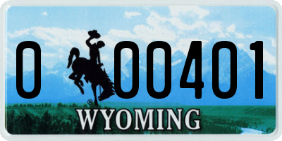 WY license plate 000401