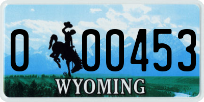 WY license plate 000453