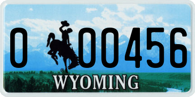 WY license plate 000456
