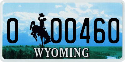 WY license plate 000460